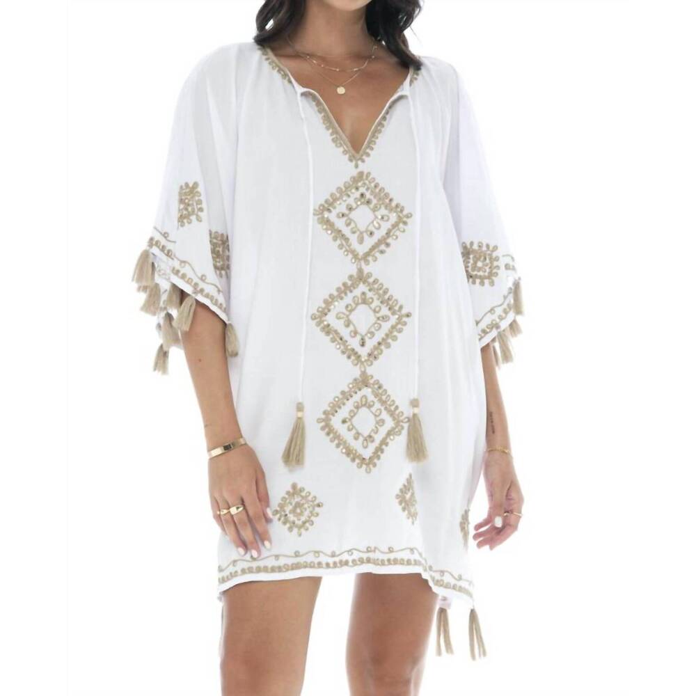 NEW ROMI THE BRAND bling short kaftan in white